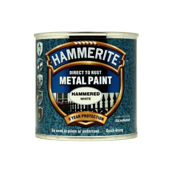 HAMMERITE METAL PAINT HAMMERED WHITE 250ML