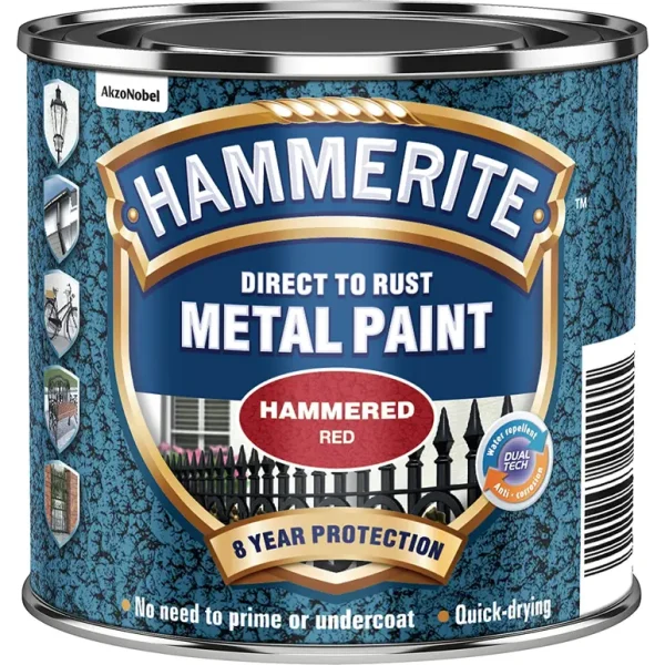 HAMMERITE METAL PAINT HAMMERED RED 250ML