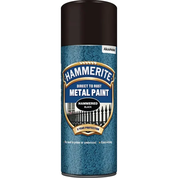 HAMMERITE METAL PAINT HAMMERED BLACK AEROSOL SPRAY PAINT 400ML