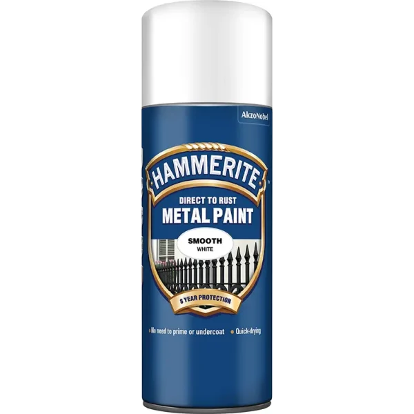 HAMMERITE METAL PAINT SMOOTH WHITE AEROSOL SPRAY PAINT 400ML