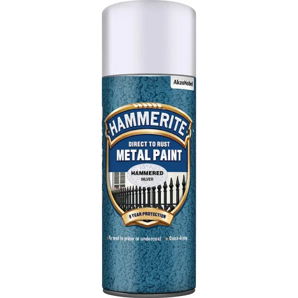 HAMMERITE METAL PAINT HAMMER SILVER AEROSOL SPRAY PAINT 400ML