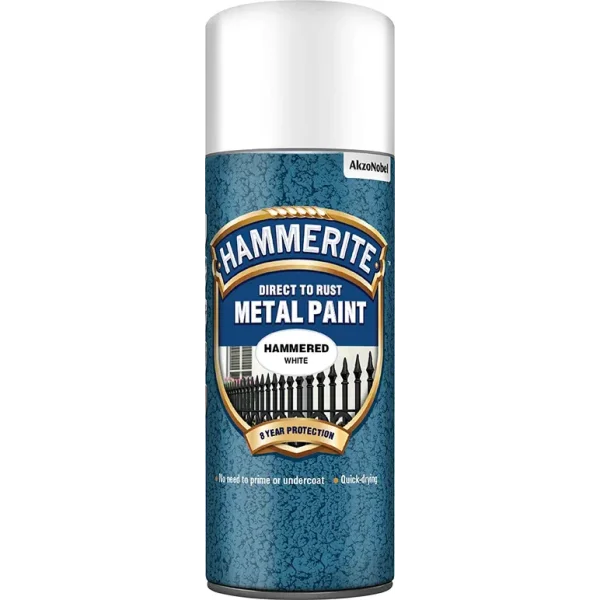 HAMMERITE METAL PAINT HAMMERED WHITE AEROSOL SPRAY PAINT 400ML