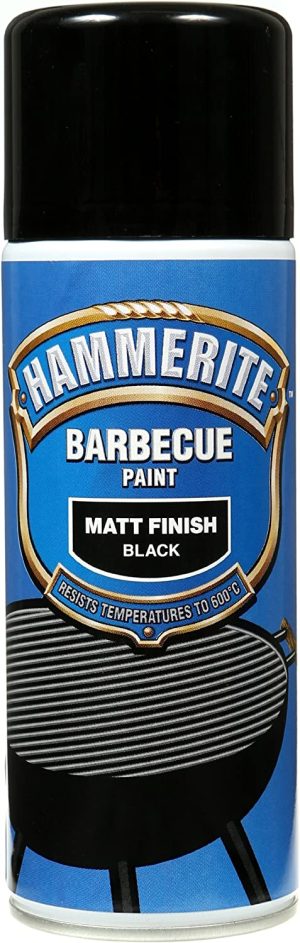 HAMMERITE BBQ PAINT MATT BLACK AEROSOL SPRAY PAINT 400ML