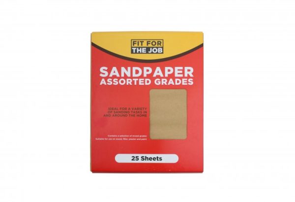 FIT FOR THE JOB ASSORTED GRADES SANDPAPER PACK OF 25