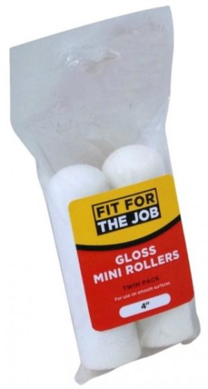 FIT FOR THE JOB FOAM / GLOSS PAINT MINI ROLLERS 4 INCH / 100MM 2/PK