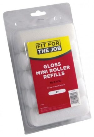 FIT FOR THE JOB FOAM / GLOSS PAINT MINI ROLLERS 4 INCH / 100MM PACK OF 10