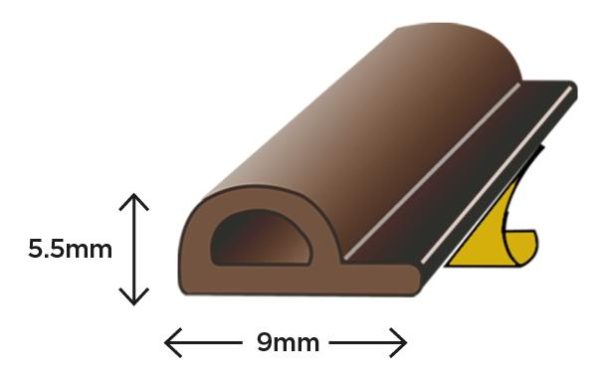 EXITEX SELF ADHESIEVE EPDM RUBBER P STRIP DRAUGHT EXCLUDER 5M - BROWN