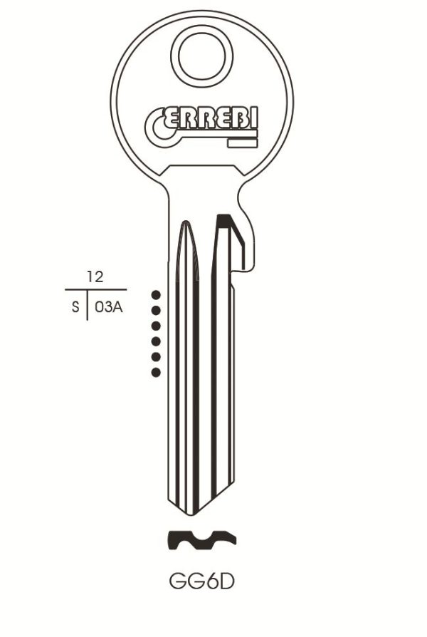 KEY BLANK GG6D ERREBI CYLINDER BLANK GEGE ORION GE46 SILCA GE106 JMA GE-3D6 PIN TO SUIT GEGE PACK OF 10