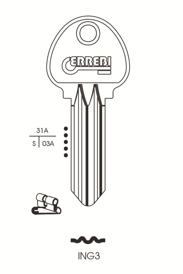 KEY BLANK ING3 ERREBI INGERSOLL S SECTIONORION IGL14 SILCA ING5 JMA ING-SHD IG3 PACK OF 10