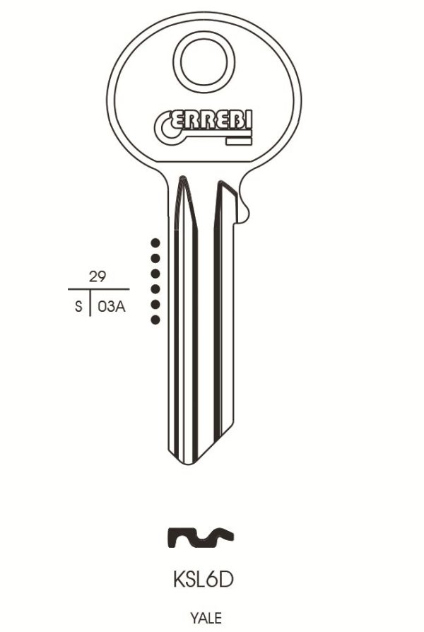 KEY BLANK KSL6D ERREBI CYLINDER TO SUIT YALEORION YAL15 SILCA YA5 RST 16HLJMA YA-17D HD32 PACK OF 10