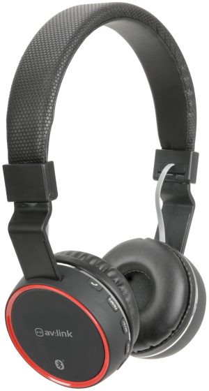 AV LINK WIRELESS BLUETOOTH HEADPHONES FOLDABLE BLACK WITH CARRY POUCH