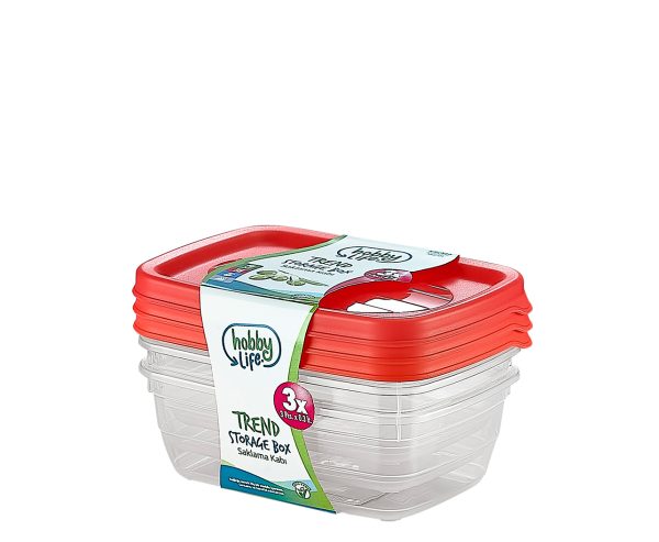 HOBBY TREND RECTANGULAR FOOD STORAGE CONTAINERS 3PCS 0.3 LITRE