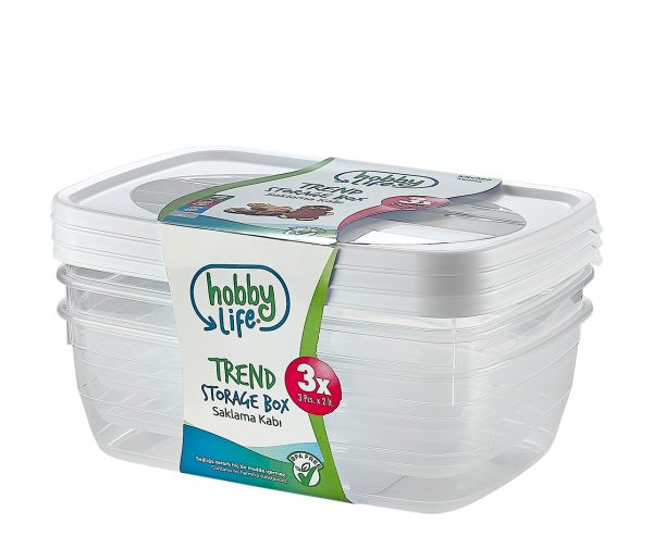 HOBBY TREND RECTANGULAR FOOD STORAGE CONTAINERS 3PCS 2 LITRE