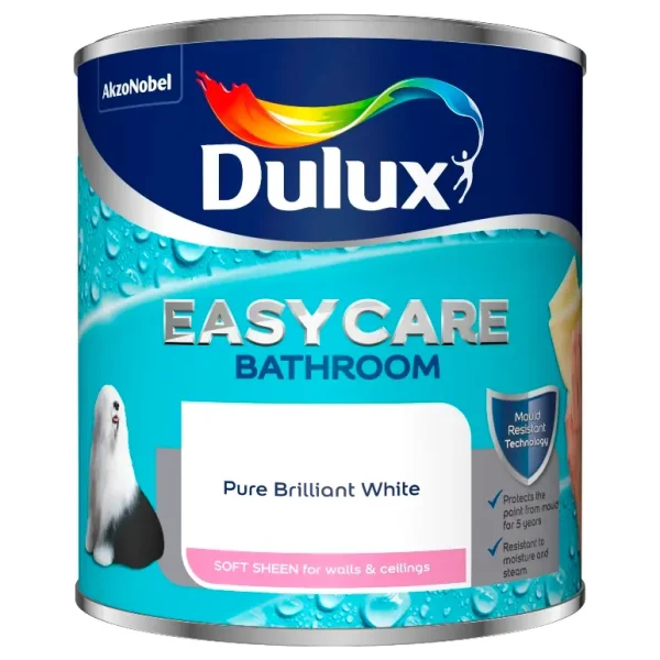 DULUX EASYCARE BATH SOFT SHEEN PURE BRILLIANT WHITE 1L