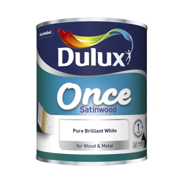 DULUX ONCE SATINWOOD PURE BRILLIANT WHITE 750ML