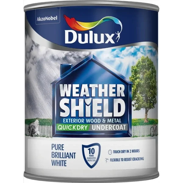 DULUX WEATHER SHIELD QUICK DRY UNDERCOAT PURE BRILLIANT WHITE 750ML