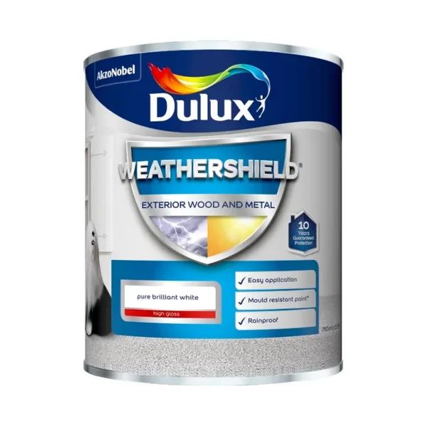 DULUX WEATHER SHIELD GLOSS PURE BRILLIANT WHITE 750ML