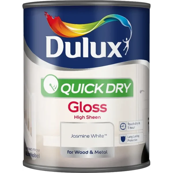 DULUX QUICK DRY GLOSS JASMINE WHITE 750ML