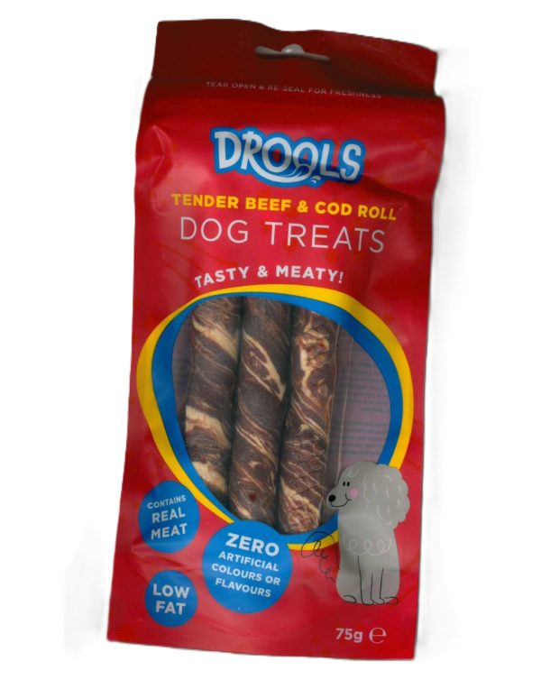 PET TOUCH TENDER BEEF & COD ROLL DOG TREATS 75G