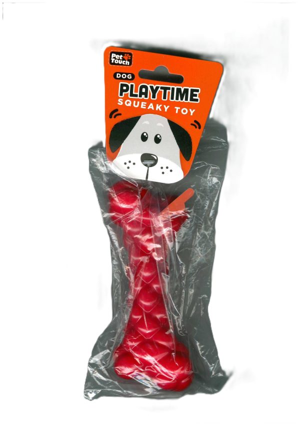 PET TOUCH SQUEAKY TPR DUMBBELL DOG TOY