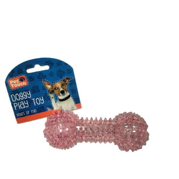 PET TOUCH TPR SQUEAKY SPIKE DUMBBELL DOG TOY