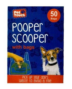 PET TOUCH POOPER SCOOPER WITH 50 BAGS
