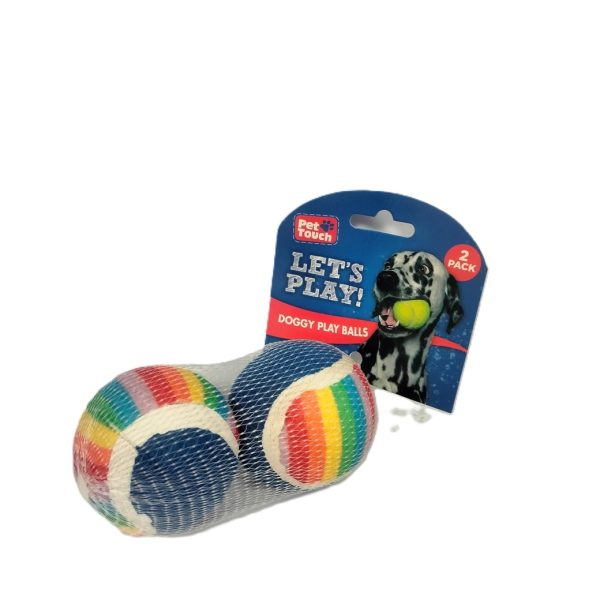 PET TOUCH RAINBOW DOGGY PLAY BALLS PACK OF 2