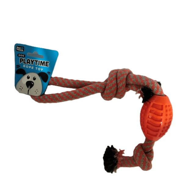 PET TOUCH ROPE DOG TOY WITH TPR TOY