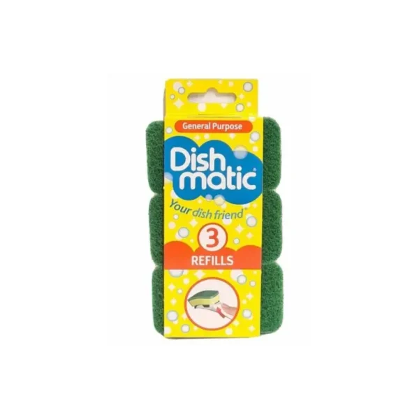 DISHMATIC GENERAL PURPOSE GREEN REFILL SPONGES 3/PK