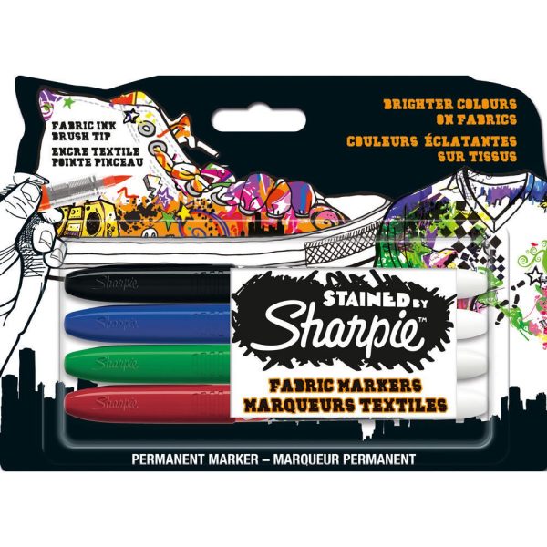 4 SHARPIE PERMANENT FABRIC MARKERS