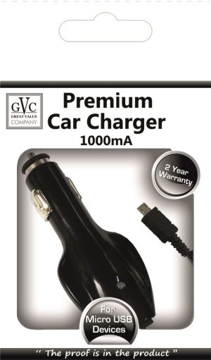 GVC MICRO USB CAR CHARGER BLACK