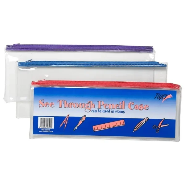 TIGER LARGE CLEAR FLAT PENCIL CASE