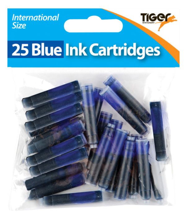 TIGER 25 UNIVERSAL FOUNTAIN PEN CARTRIDGES BLUE