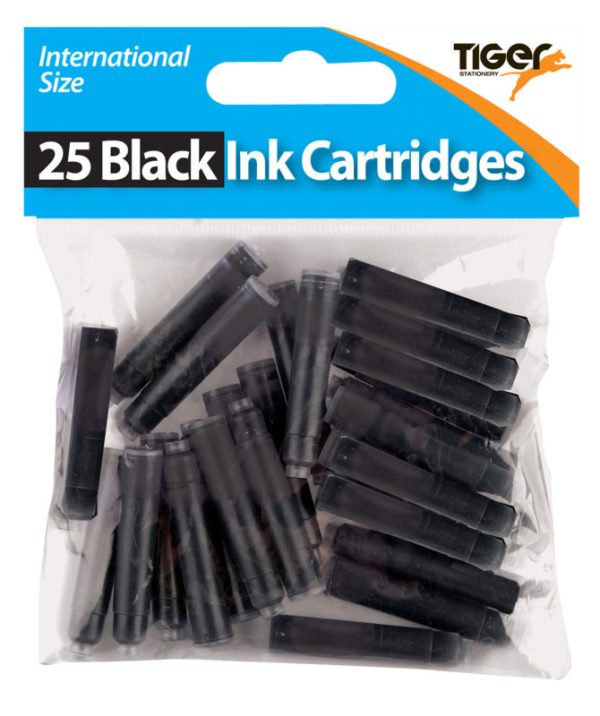 TIGER 25 UNIVERSAL FOUNTAIN PEN CARTRIDGES BLACK