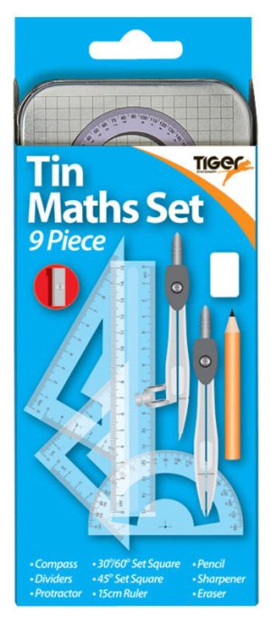 TIGER 9 PIECE MATHS SET TIN