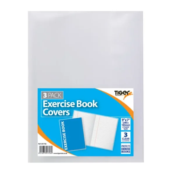 TIGER 9" X 7" 3 EXCERCISE BOOK - CLEAR COVER