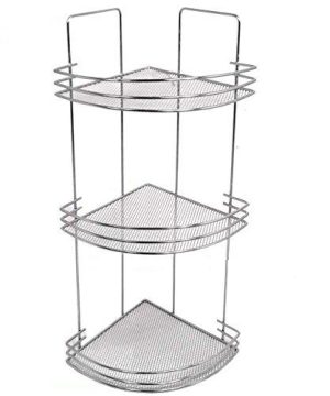 CORNER BATH SHELF MESH 3 TIER CHROME