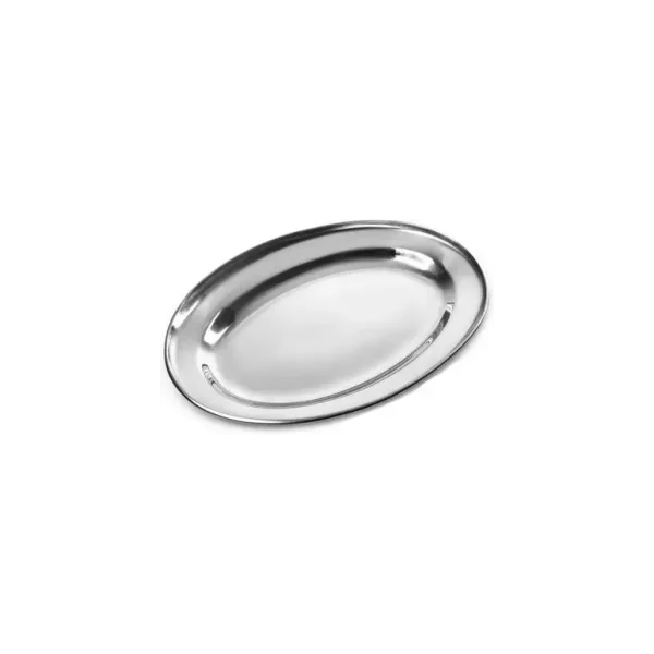 STAINLESS STEEL OVAL SERVING TRAY 35CM