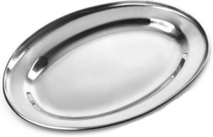 STAINLESS STEEL OVAL SERVING TRAY 40CM
