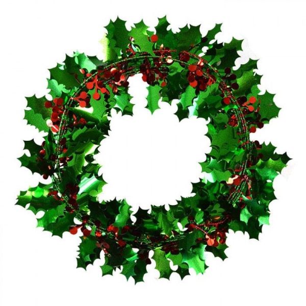 2.7M RED & GREEN HOLLY LEAF BERRY WIRE GARLAND