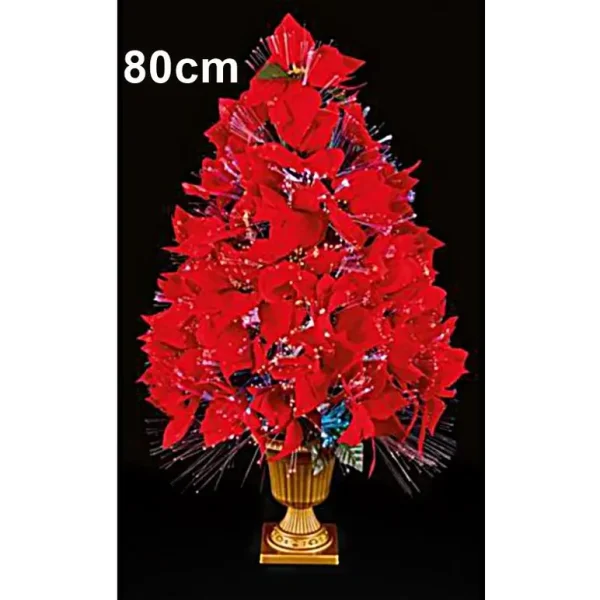 80CM RED POINSETTIA TREE WITH COLOUR CHANING LED LIGHT - VICTORIAN POT