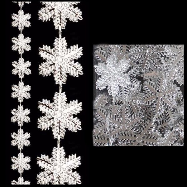 25MM X 2.7M SNOWFLAKE GARLAND SILVER