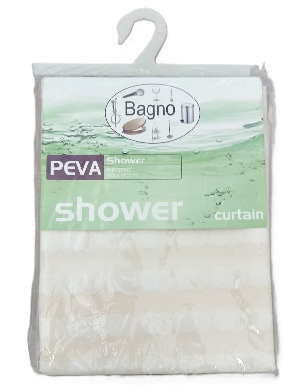 BEGNO ASSORTED COLOUR PEVA POLYESTER SHOWER CURTAIN 180CM X 180CM