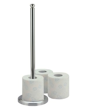 CHROME STANDING TOILET ROLL HOLDER