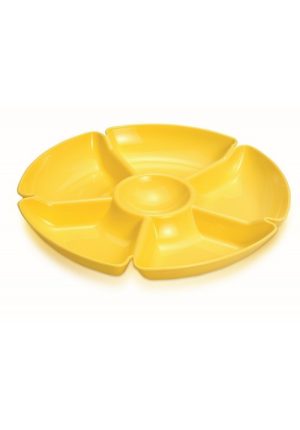 6 COMPARTMENT SNACK DISH SERVING TRAY DIP BOWL BBQ PARTY