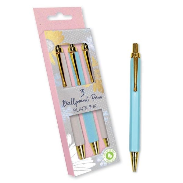 EDGE ELEGANT SPRING RETRACT BALL PENS PACK OF 3