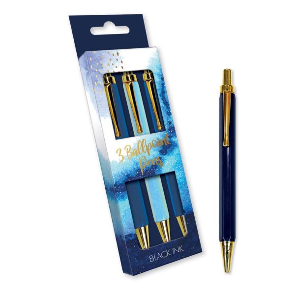 EDGE OPULENT GEO RETRACT BALL PENS PACK OF 3