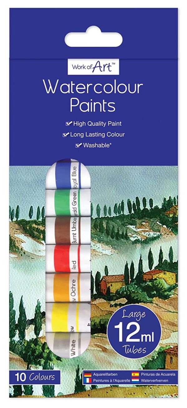 10 WATER COLOUR PAINTS TUBES 12ML