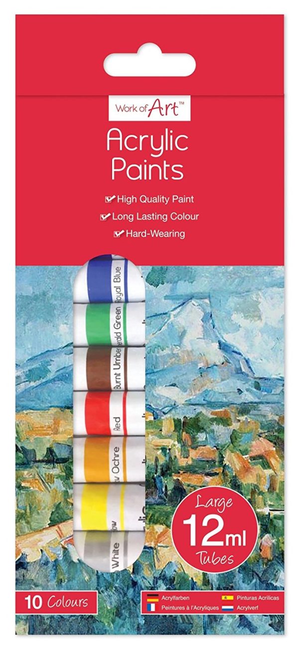 10 ACRYLIC PAINTS TUBES 12ML