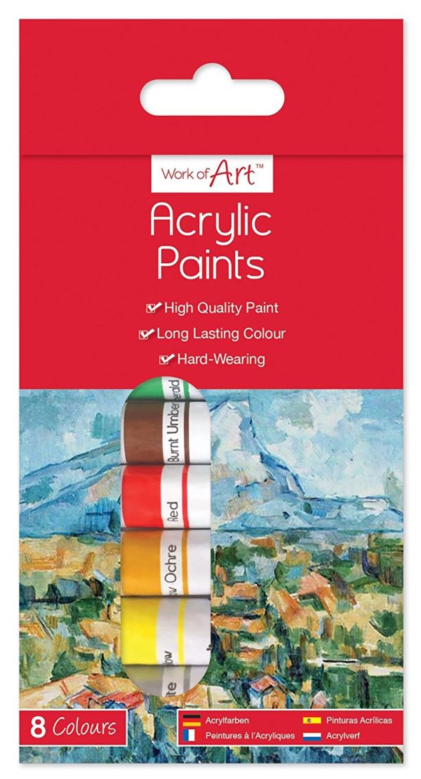 PACK OF 8 ACRYLIC PAINTS TUBES 6ML